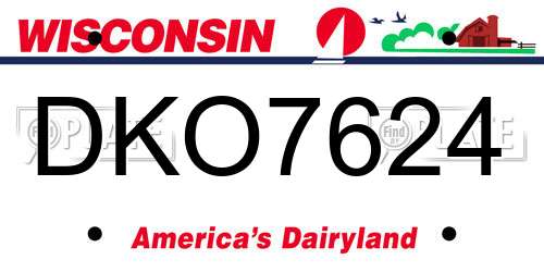 DKO7624 Wisconsin License Plate