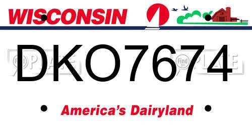 DKO7674 Wisconsin License Plate