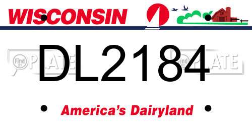 DL2184 Wisconsin License Plate