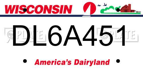 DL6A451 Wisconsin License Plate