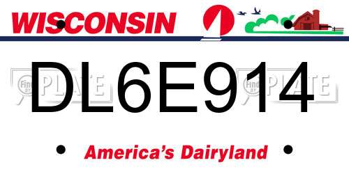 DL6E914 Wisconsin License Plate