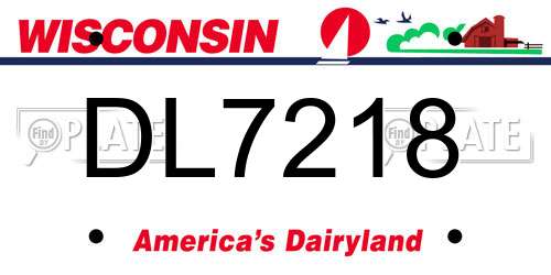 DL7218 Wisconsin License Plate