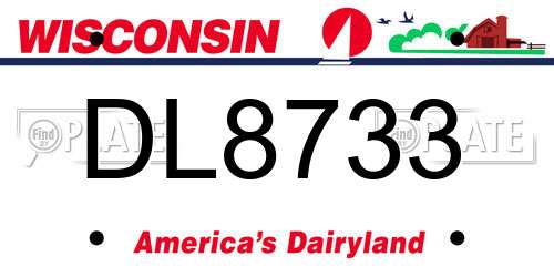 DL8733 Wisconsin License Plate