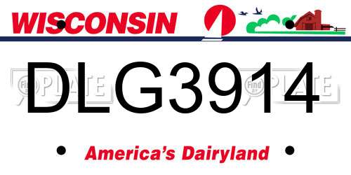 DLG3914 Wisconsin License Plate