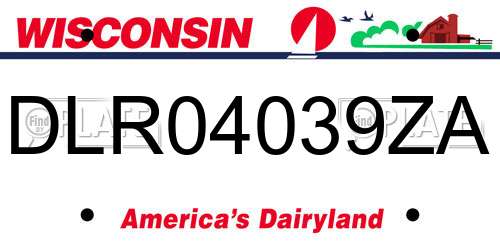 DLR04039ZA Wisconsin License Plate