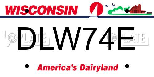 DLW74E Wisconsin License Plate