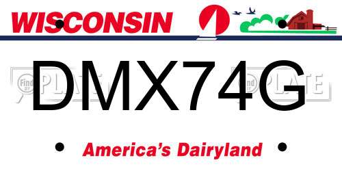 DMX74G Wisconsin License Plate