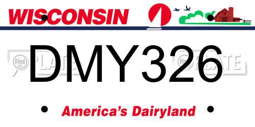 DMY326 Wisconsin License Plate