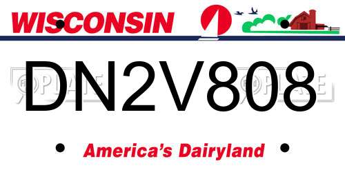 DN2V808 Wisconsin License Plate