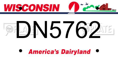 DN5762 Wisconsin License Plate