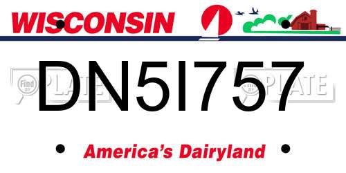 DN5I757 Wisconsin License Plate