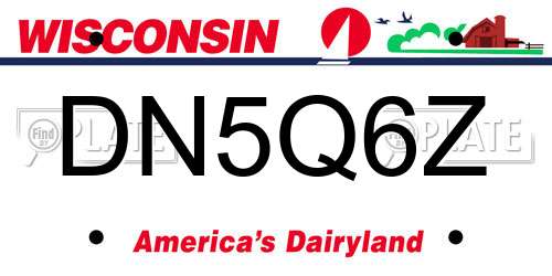 DN5Q6Z Wisconsin License Plate