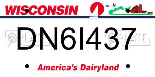 DN6I437 Wisconsin License Plate