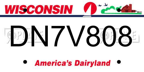 DN7V808 Wisconsin License Plate
