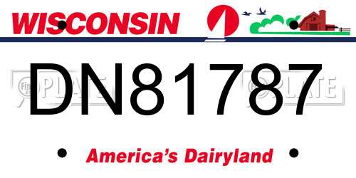 DN81787 Wisconsin License Plate