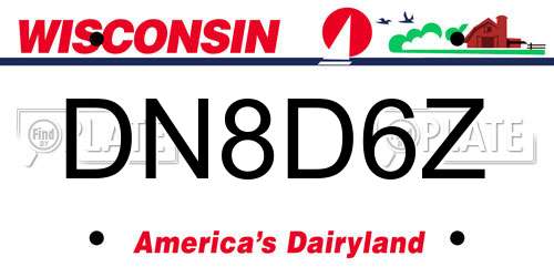 DN8D6Z Wisconsin License Plate