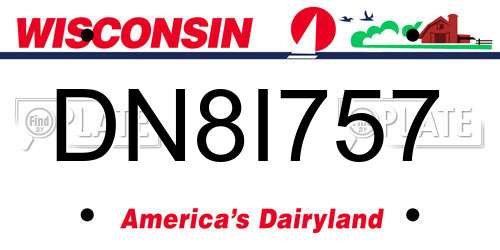 DN8I757 Wisconsin License Plate