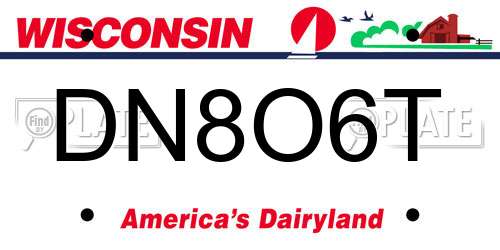 DN8O6T Wisconsin License Plate
