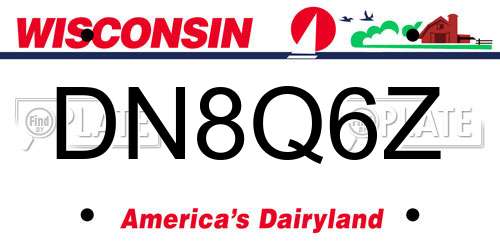DN8Q6Z Wisconsin License Plate