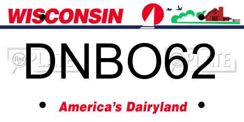 DNBO62 Wisconsin License Plate