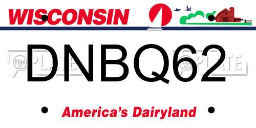 DNBQ62 Wisconsin License Plate
