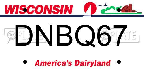 DNBQ67 Wisconsin License Plate