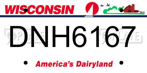 DNH6167 Wisconsin License Plate