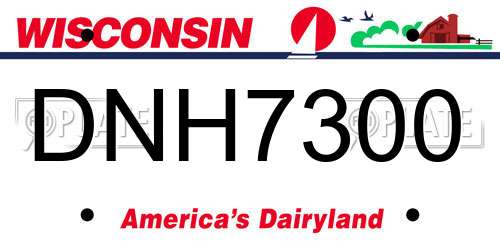 DNH7300 Wisconsin License Plate