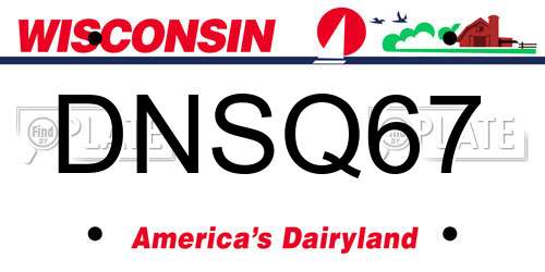DNSQ67 Wisconsin License Plate