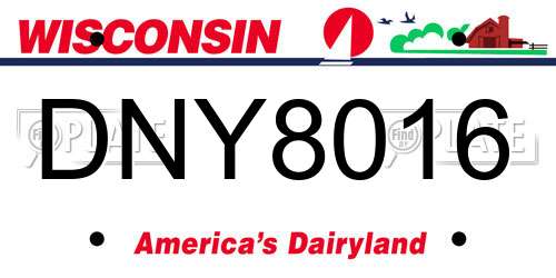 DNY8016 Wisconsin License Plate