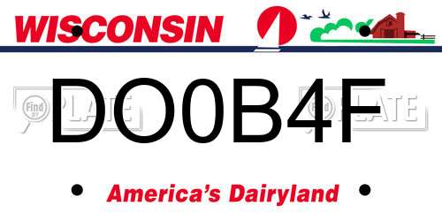 DO0B4F Wisconsin License Plate