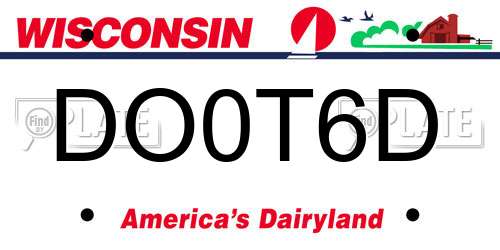 DO0T6D Wisconsin License Plate