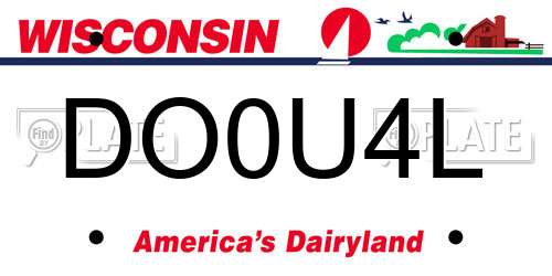 DO0U4L Wisconsin License Plate