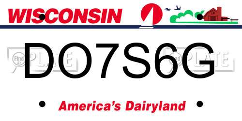 DO7S6G Wisconsin License Plate