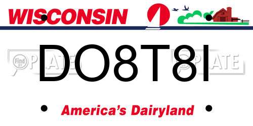 DO8T8I Wisconsin License Plate
