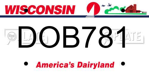 DOB781 Wisconsin License Plate