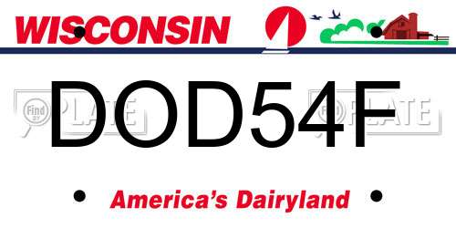 DOD54F Wisconsin License Plate