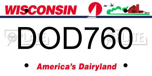 DOD760 Wisconsin License Plate
