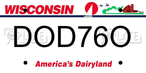DOD76O Wisconsin License Plate