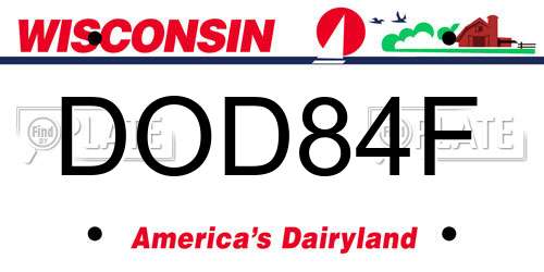 DOD84F Wisconsin License Plate