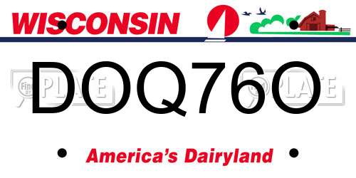 DOQ76O Wisconsin License Plate