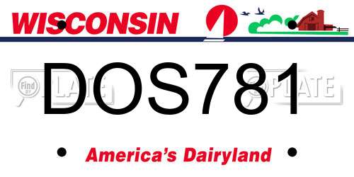 DOS781 Wisconsin License Plate