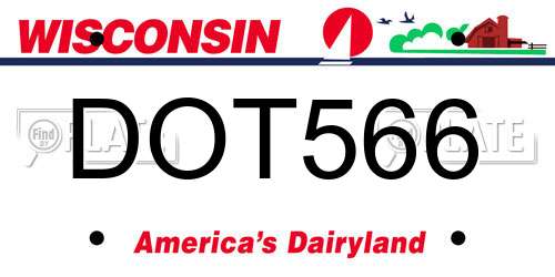 DOT566 Wisconsin License Plate