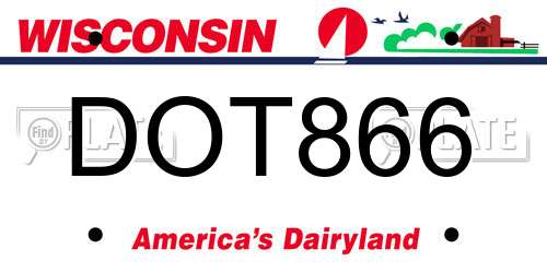 DOT866 Wisconsin License Plate