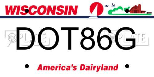 DOT86G Wisconsin License Plate