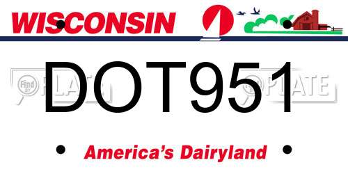 DOT951 Wisconsin License Plate