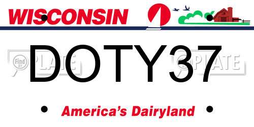 DOTY37 Wisconsin License Plate