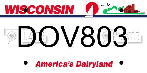 DOV803 Wisconsin License Plate