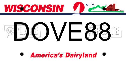 DOVE88 Wisconsin License Plate