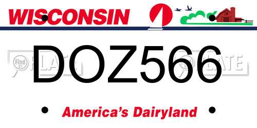 DOZ566 Wisconsin License Plate